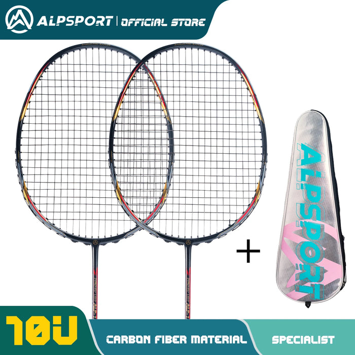 Alpsport AIR 10U  Ultralight 52g T800 Badminton Racket Fast rebound  Imported max 28lbs Carbon fiber + titanium badminton racket