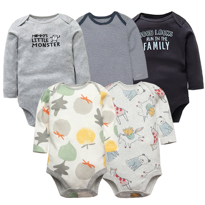 Newborn Baby Bodysuits Long Sleeve Baby Girl Jumpsuit 2023 Unisex 5-pack Cotton Baby Boy Clothes Cartoon Infantil Clothing