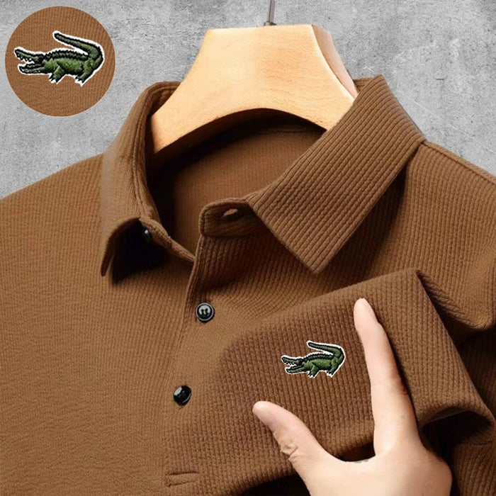 High quality Men's Long Sleeve T-shirt Spring And Autumn Cotton Embroidered Polo Shirt Lapel Men's Clothing Base Shirt Loose