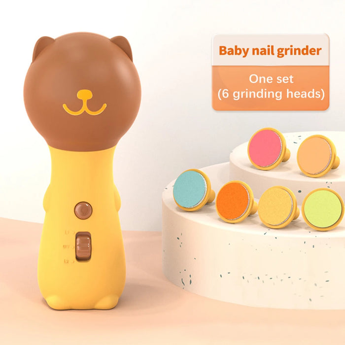 Baby Nail Trimmer Electric Low Noise Baby Nail File with 6 Replacement Pads Cartoon Nail Clippers Baby Care Nail Trimmer