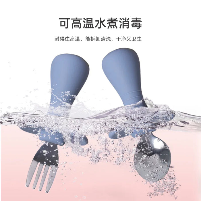Baby Candy Colour Tableware Set  Utensil 316 Stainless Steel Toddler Dinnerware Cutlery Cartoon Infant Food Feeding Spoon Fork