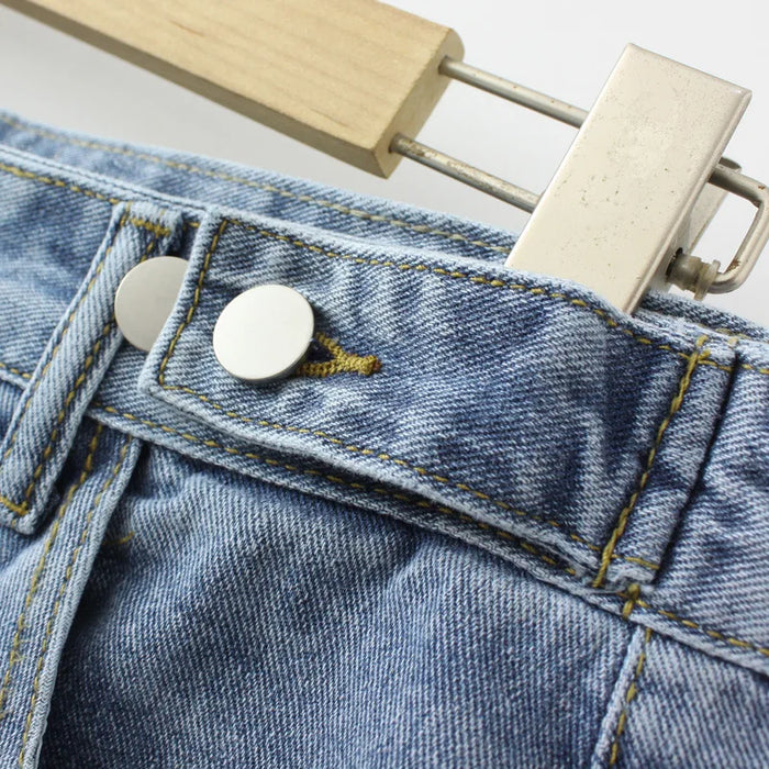 Plus Size Shorts Women 2023 Summer Fashion Double Buckle High Waist Wide Leg Jeans Loose Bottoms Oversized Curve Clothes