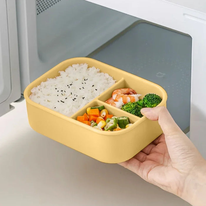Wholesale Custom Color And Logo 100% Food Grade Silicone Feeding Plate Soft BPA Free Three Lattice Silicone Lunch Box