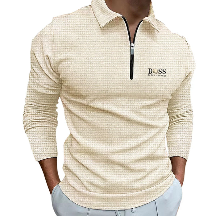 New men's autumn and winter leisure printed long sleeve POLO shirt High quality lapel button down T-shirt European size long sle