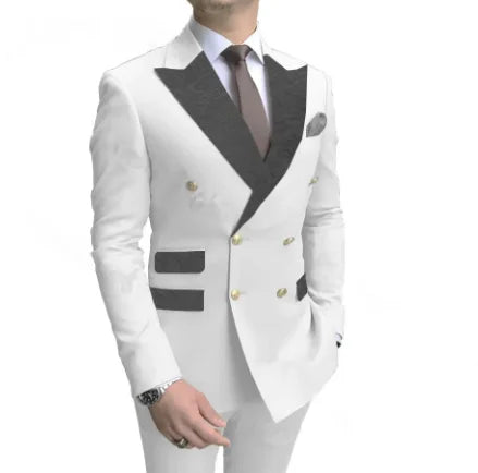 Costumes Pour Hommes Light Blue Smoking Jacket Pants Gold Buttons Party Tuxedo Dress Double Breasted Men Suits For Wedding Groom