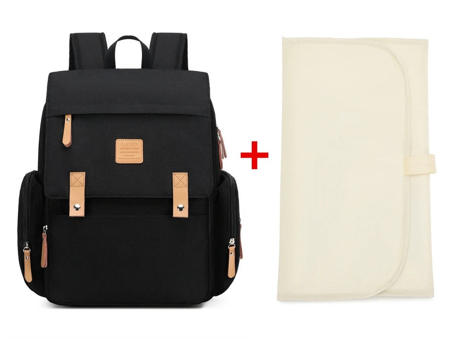 Original LAND Mommy Diaper Bags Mother Large Capacity Travel Nappy Backpacks with changing mat Baby Nursing Bags Real Leather