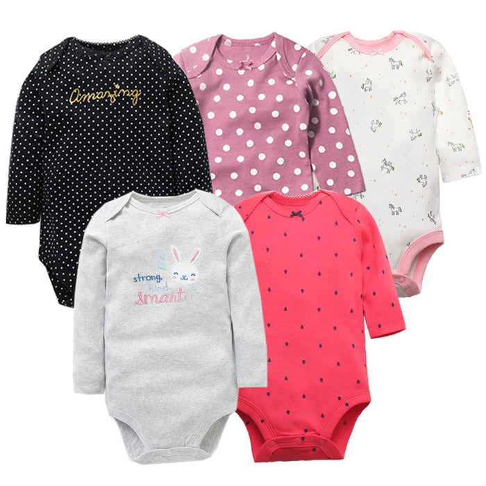 Newborn Baby Bodysuits Long Sleeve Baby Girl Jumpsuit 2023 Unisex 5-pack Cotton Baby Boy Clothes Cartoon Infantil Clothing