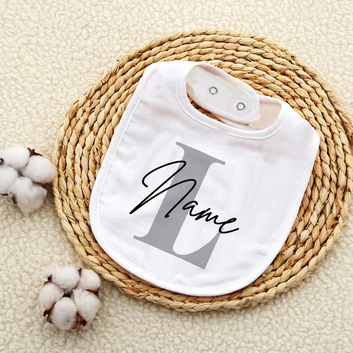 Personalised Baby Bib Bibs Custom Initial with Name Boys Cotton Infant Saliva Towel Letter Print Bib Baptism Baby Shower Gifts