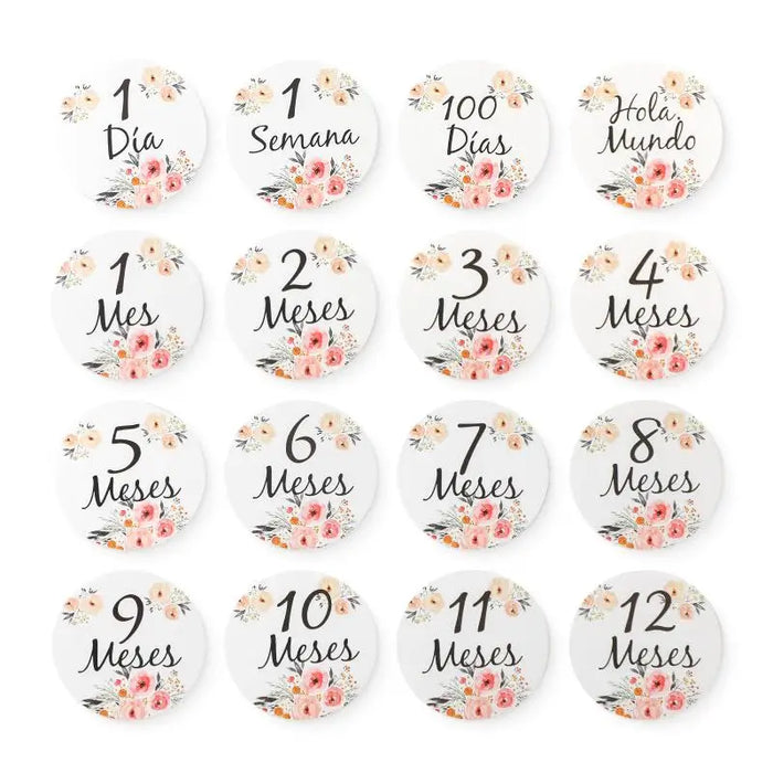 12pcs Baby Milestone Number Monthly Memorial Cards Newborn Baby Paper Wooden Engraved Age Photography Accessories Birthing Gift