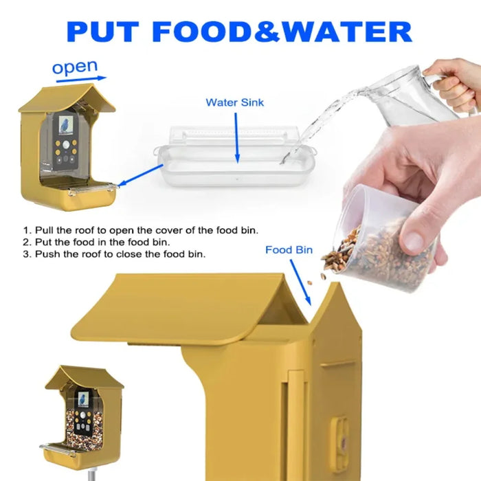 Outdoor Garden Waterproof Smart Window Bird Feeder Wildlife Gazebo Feeding & Watering Supplies Bird Accessories with Camera