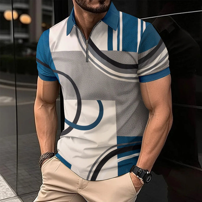 2023 Fashion Men's Short Sleeve Polo Shirt Man Plaid Collar POLO Tee Male Casual Collar T-Shirt Clothing