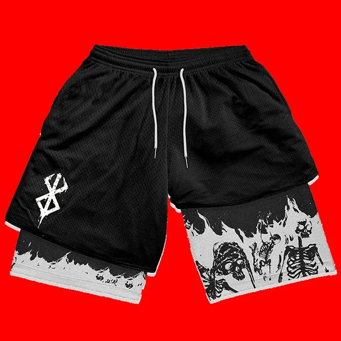 Y2K Summer Men Streetwear Anime High Waist Oversize Breathable Gym Short Pants Training Fitness Workout Track Shorts Clothes