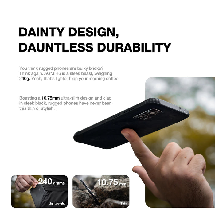 AGM H6 Rugged Machine 8G RAM 256G ROM  50MP Camera Waterproof Drop proof  6.56inch HD+ Display With NFC 4900mah battery