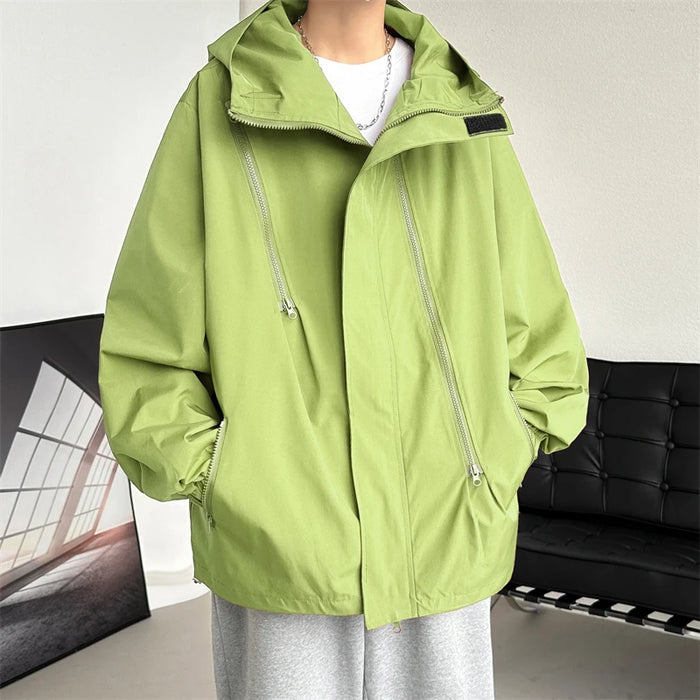 Hooded Jacket for Men Bomber Jacket Men's Windbreakers Zipper Coats Spring Autumn Loose Cargo Jacket Men Casual Sportswear