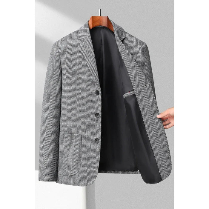 2023  New Men's Fashion Business Korean Gentleman Wool Gentleman Trend Slim Hong Kong Style British Style Casual Wedding Blazer