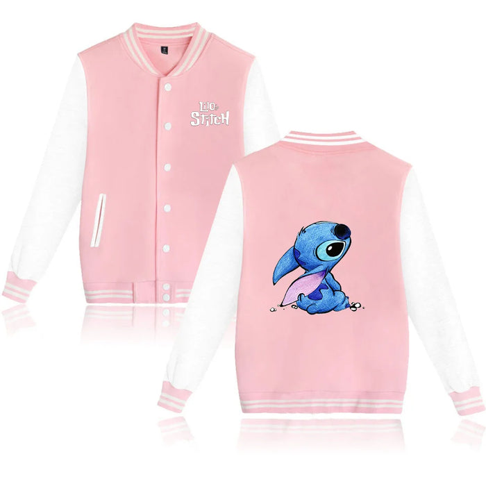 Disney Lilo Stitch Baseball Jacket Men Women Hip Hop Harajuku Jackets Streetwear Kids Boys Girls Loose College Coats