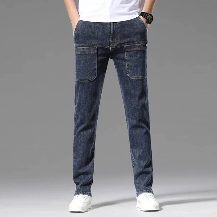 2023 New Men's Slim Jeans Stretch Skinny Multi Pocket Fashion Designer Denim Trousers Male Brand Clothes Pants Streetwear
