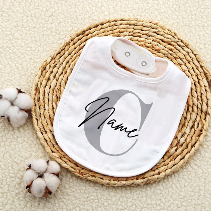 Personalised Baby Bib Bibs Custom Initial with Name Boys Cotton Infant Saliva Towel Letter Print Bib Baptism Baby Shower Gifts
