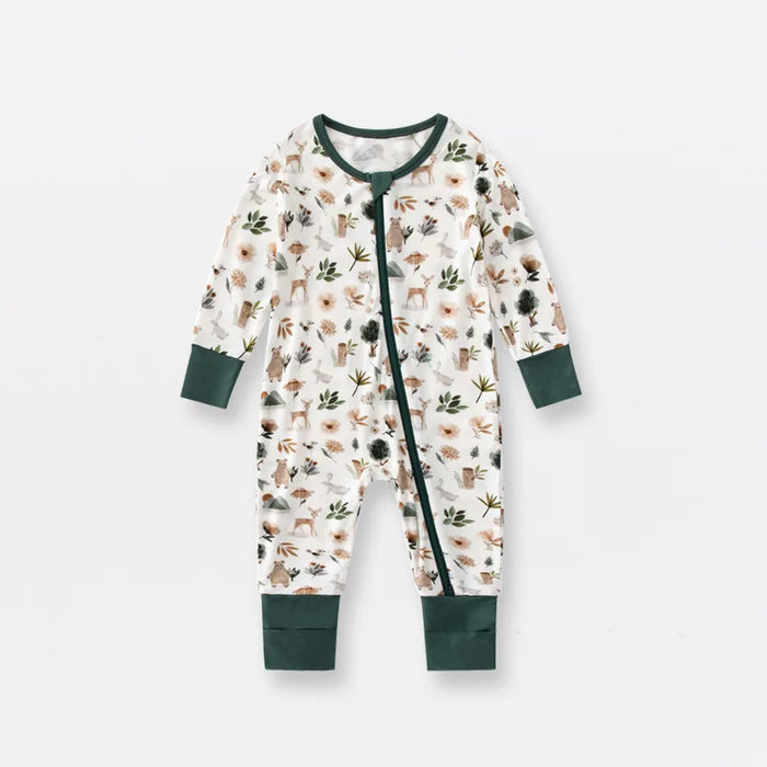 Bamboo Fiber Baby Zippered Romper Printed Baby Boy Girl Clothes Newborn One-piece Bodysuit Baby Onesie Bamboo Baby Clothing