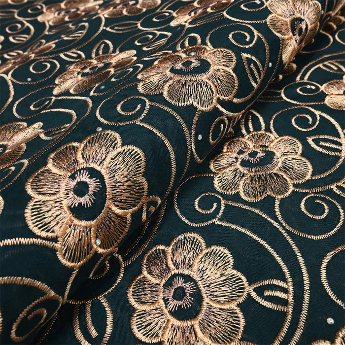 New Design High Quality 2023 African Nigerian Cotton Diy Lace Fabric With Stones Embroidery Party Dress For Sewing Women 5 Yards