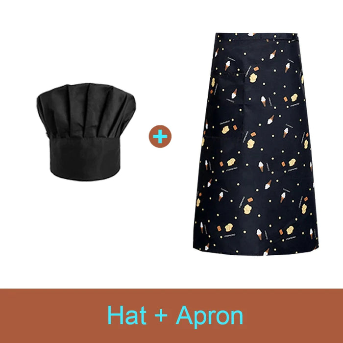 Wholesale Set Cooking Apron Catering Cap Hotel Chef Pinafore Man Restaurant Kitchen Cook Work Apron Bakery Cafe Woman Waiter Hat