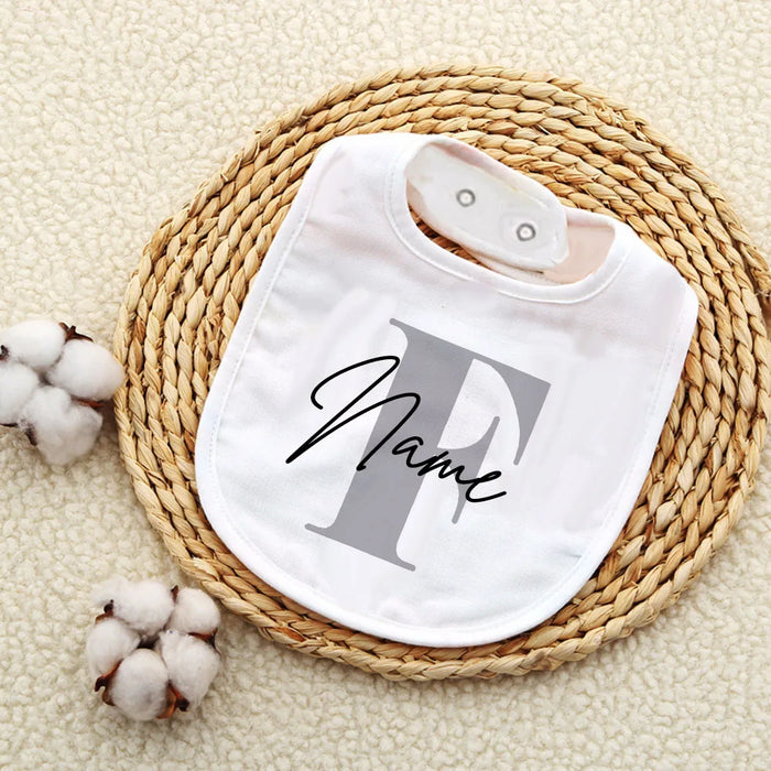 Personalised Baby Bib Bibs Custom Initial with Name Boys Cotton Infant Saliva Towel Letter Print Bib Baptism Baby Shower Gifts