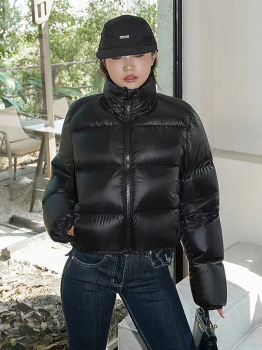 2023 New Autumn Winter Short Parkas Jacket Women Warm Zipper Loose Down Coat Female Cotton Jacket Solid Thick Windproof Outerwea