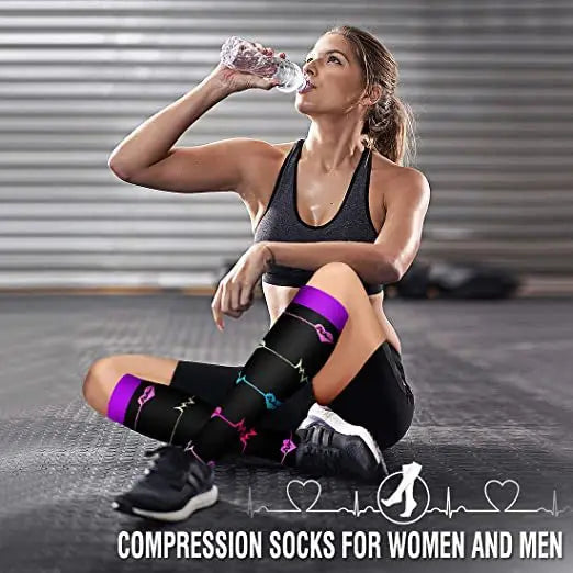 Medical Knee High Running Cycling 20-30 Mmhg Women Sport Sock ONE Pair Nurse Christmas Compression Socks Running
