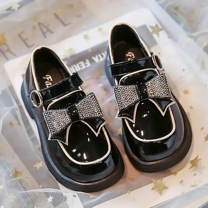 Children‘s Leather Shoes for Toddlers Girls Party Flats Kids Loafers Bowtie 4-9y New Arrival TB2308