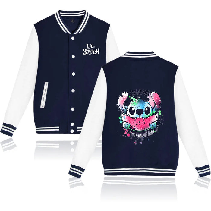 Disney Lilo Stitch Baseball Jacket Men Women Hip Hop Harajuku Jackets Streetwear Kids Boys Girls Loose College Coats