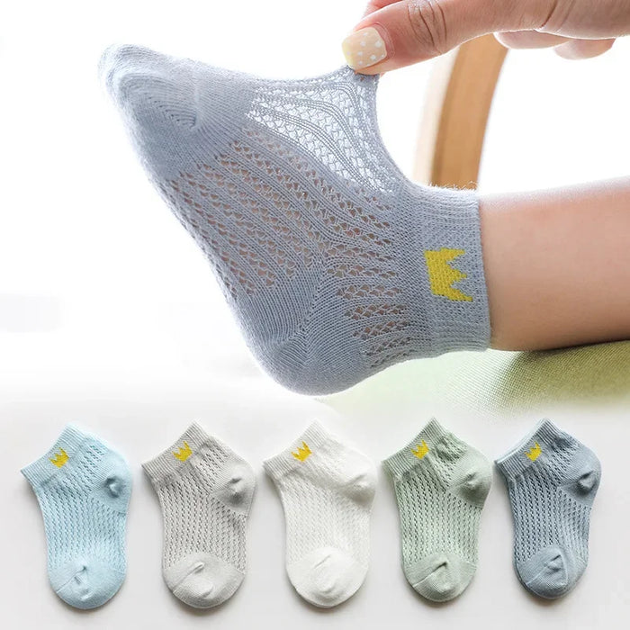 5 Pairs 1 To 12 Years Children's Socks 2024 Spring Summer Baby Boys Girls Cotton Mesh Breathable Thin Soft Cute Socks Kids Socks
