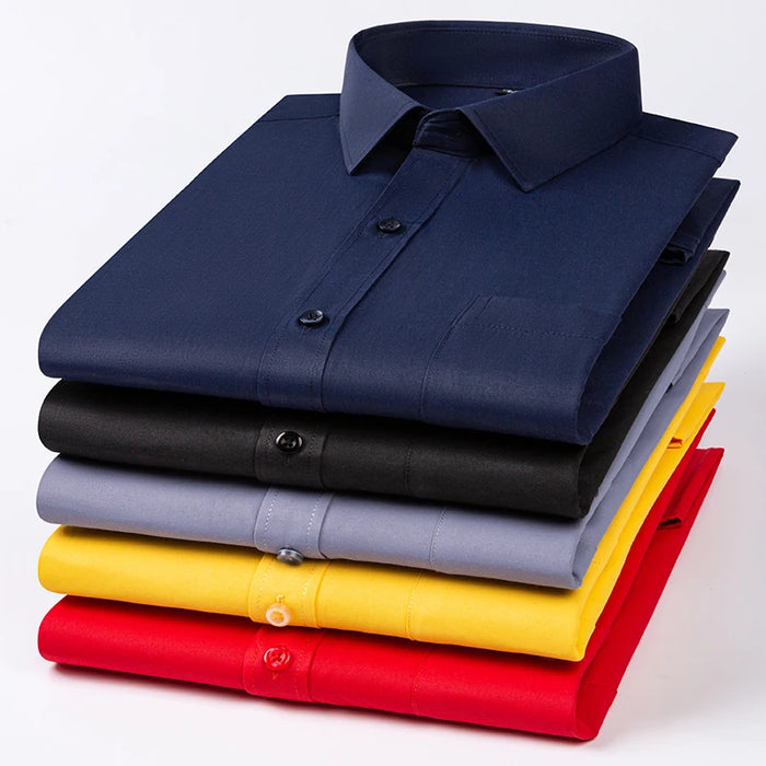 Autumn Men Office Shirt Long Sleeve Loose Plus Size 10XL 11XL 9XL Formal Dress Shirts Business Blue Black Solid Patchwork 160KG