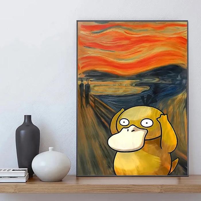 Potdemiel Poster Pikachu Magby Canvas Wall Art Print Japanese Anime Decorative Painting for Kids Room Wall Decor Gift for Friend