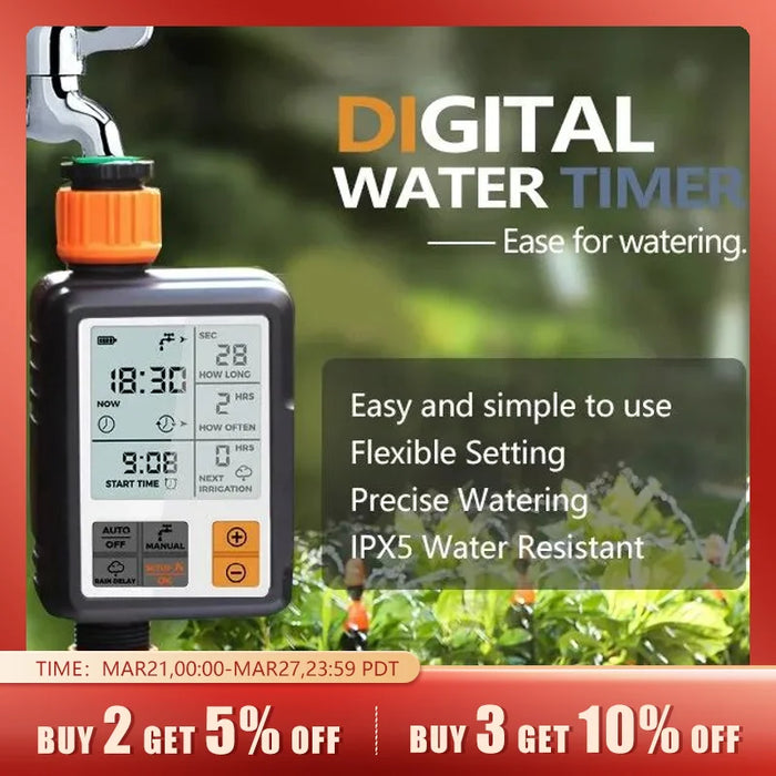 Automatic Digital Electronic Water Timer System Garden Irrigation Watering Timer Controller EU Plug, US Plug