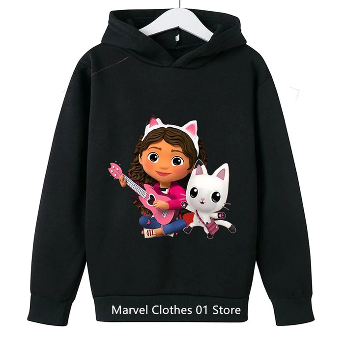 Kawaii Gabbys Dollhouse Hoodie Kids Clothes Girls Clothing Fashion Baby Boys Clothes Autumn Warm Sweatshirt Children Tops
