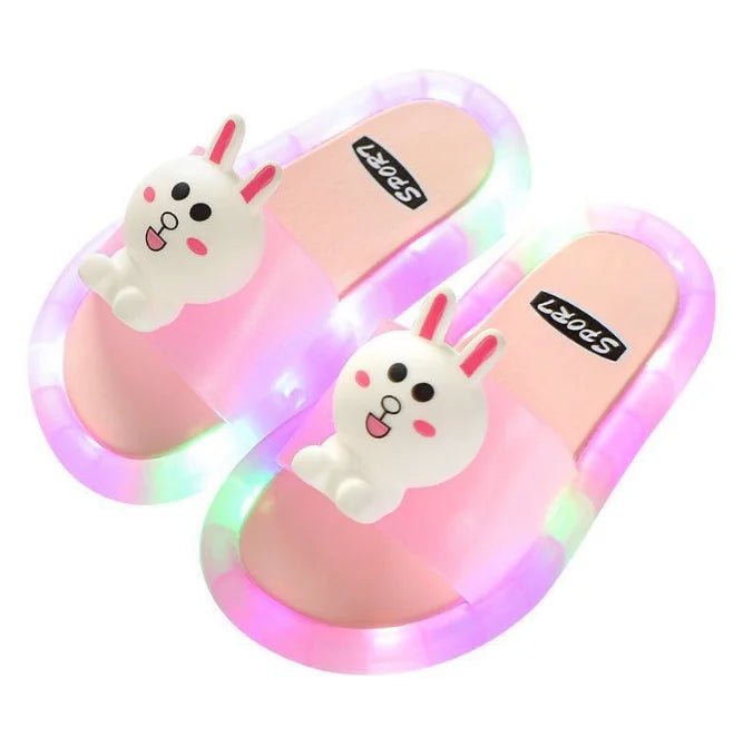 Children‘s Boys Girls Slippers Cartoon Unicorn Animals Prints Shoes Lighted Fashion Cute Shoes Bathroom Kids Toddler Slippers