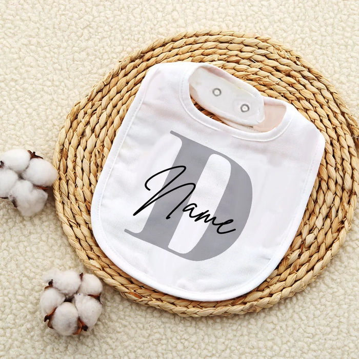Personalised Baby Bib Bibs Custom Initial with Name Boys Cotton Infant Saliva Towel Letter Print Bib Baptism Baby Shower Gifts