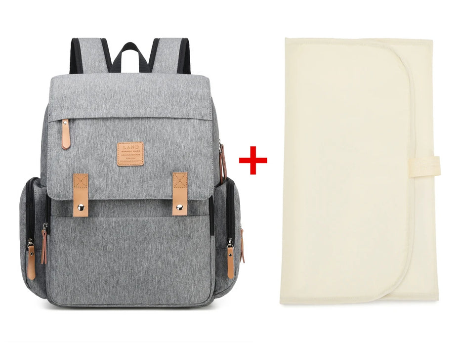 Original LAND Mommy Diaper Bags Mother Large Capacity Travel Nappy Backpacks with changing mat Baby Nursing Bags Real Leather