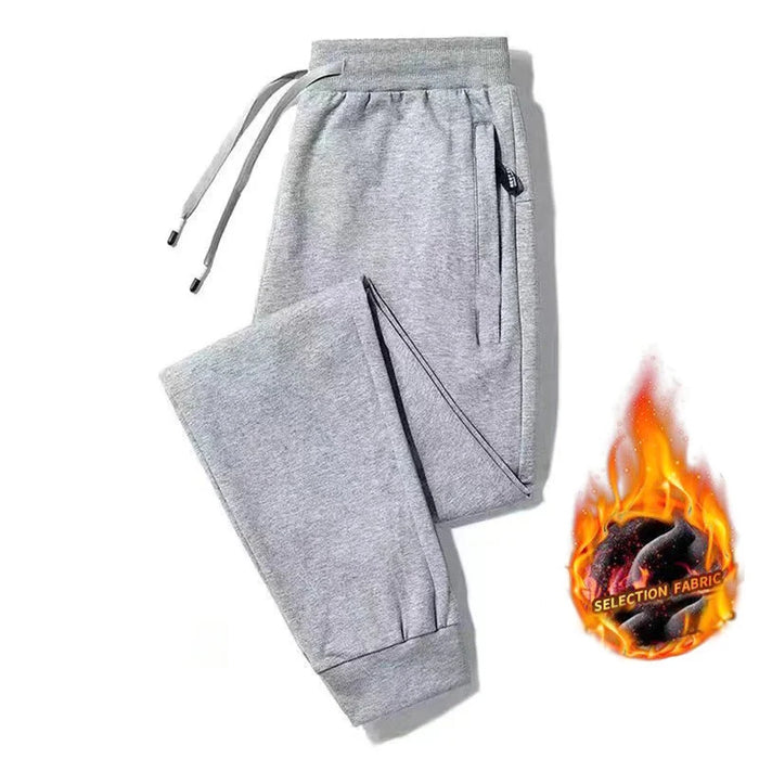 Winter Pants Men Fur Lined Joggers Thick Sweatpants Drawstring Trousers Men Fleece Running Pants Warm Velvet Ankle-Tied Pants
