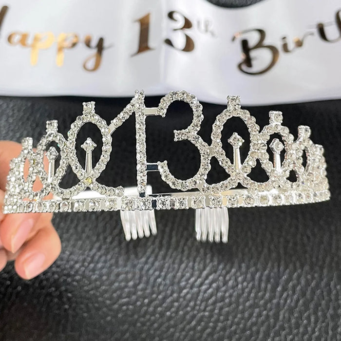 Birthday Party Decorations for Girls Crown Women 10th 13 16 18 20 21 30 Birthday Sash and Tiara 40 50 60 70 80 Party Supplies