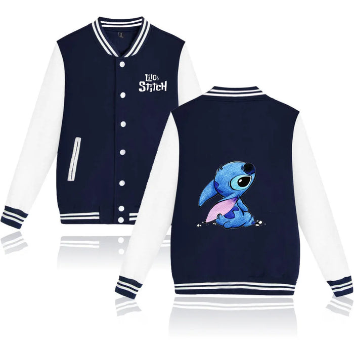 Disney Lilo Stitch Baseball Jacket Men Women Hip Hop Harajuku Jackets Streetwear Kids Boys Girls Loose College Coats
