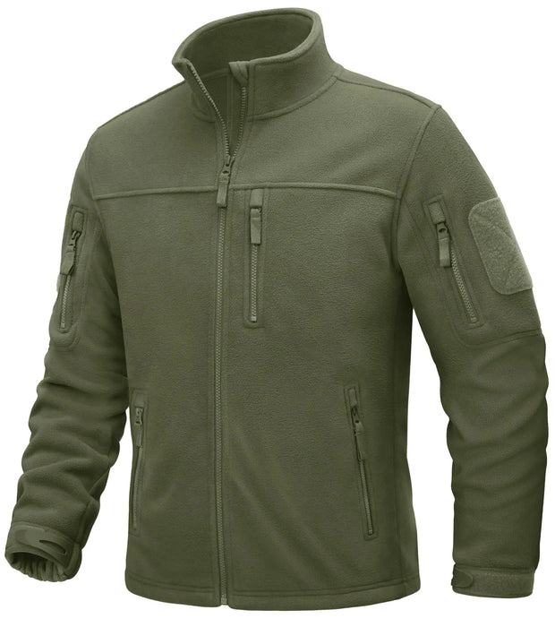 TACVASEN Men's Fleece Jacket Full Zip Tactical Jackets Outdoor Hiking Coats with Zipper Pockets Work Jacket Windbreaker Overcoat