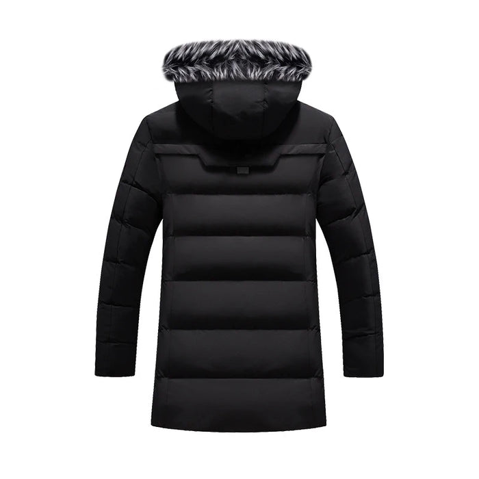 DIMUSI Winter Men's Long Jacket Fashion Men Fur Collar Thermal Classic Coats Casual Warm Windbreaker Padded Jackets Men Clothing