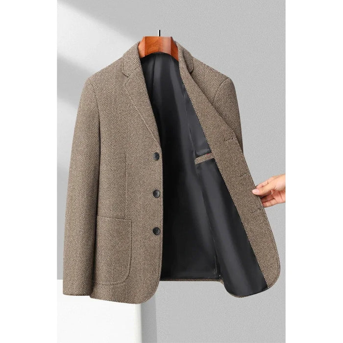 2023  New Men's Fashion Business Korean Gentleman Wool Gentleman Trend Slim Hong Kong Style British Style Casual Wedding Blazer