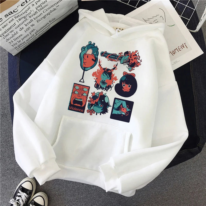 Chainsaw Man Anime Women Hoodies Plus Size Sweatshirt Harajuku Female Long Sleeve Pullover Casual Streetwear Clothes Tops
