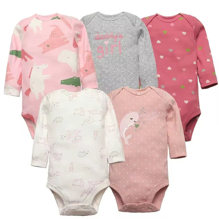 Newborn Baby Bodysuits Long Sleeve Baby Girl Jumpsuit 2023 Unisex 5-pack Cotton Baby Boy Clothes Cartoon Infantil Clothing