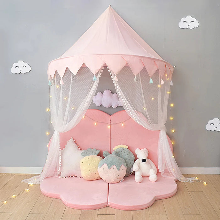 Kids Teepee Tents Children Play House Castle Cotton Foldable Tent Canopy Bed Curtain Baby Crib Netting Girls Boy Room Decoration