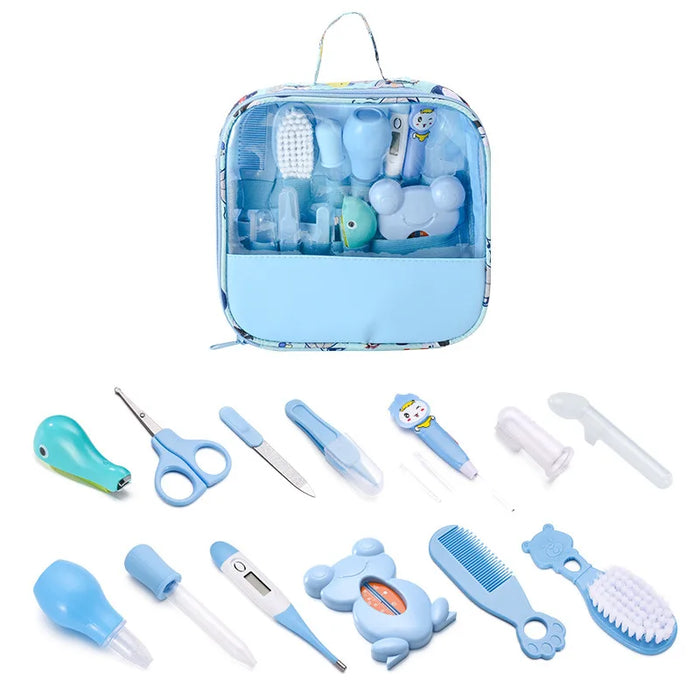 13Pcs/set Newborn Baby Care Kit Kid Toiletries Baby Kids Nail Hair Health Care Thermometer Grooming Brush Kit Clipper Scissor