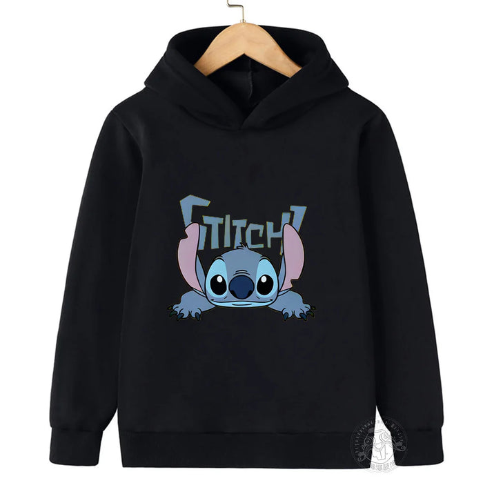 Children Hoodies Stitch Kawaii Fashion Pullover Sweatshirt Anime Manga Cartoons Girls Boy Kids autumn Casual Clothes Tops