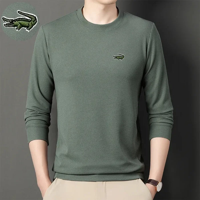 High quality Men's Long Sleeve T-shirt Spring And Autumn Cotton Embroidered Polo Shirt Lapel Men's Clothing Base Shirt Loose